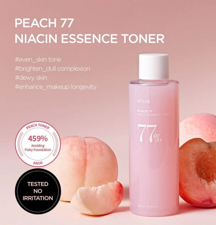 تونر پاککننده آرایش آنوا مدل peach مناسب برای انواع پوست حجم 250 میلیلیتر