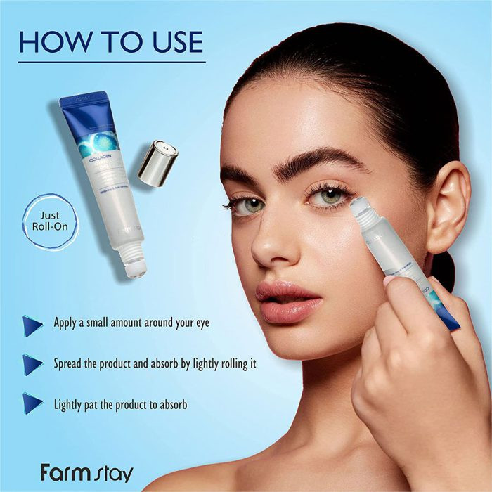 سرم دور چشم رولینگ کلاژن فارم استی (Farm Stay Collagen Water Full Moist Rolling Eye Serum) حجم 25 میلیلیتر