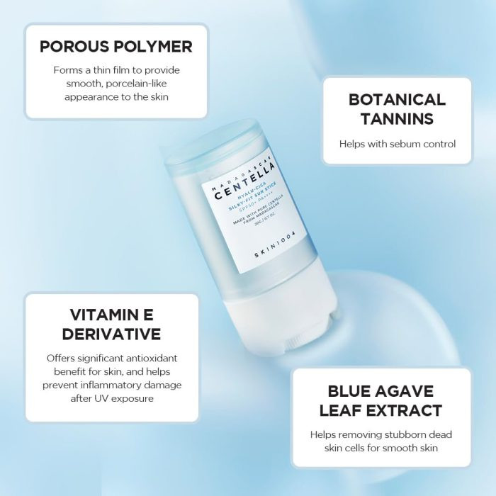 ضد آفتاب استیکی سنتلا آبرسان و تسکین دهنده هیالو سیکا اسکین 1004 SKIN1004 Hyalu Cica Silky Fit Sun Stick 20g