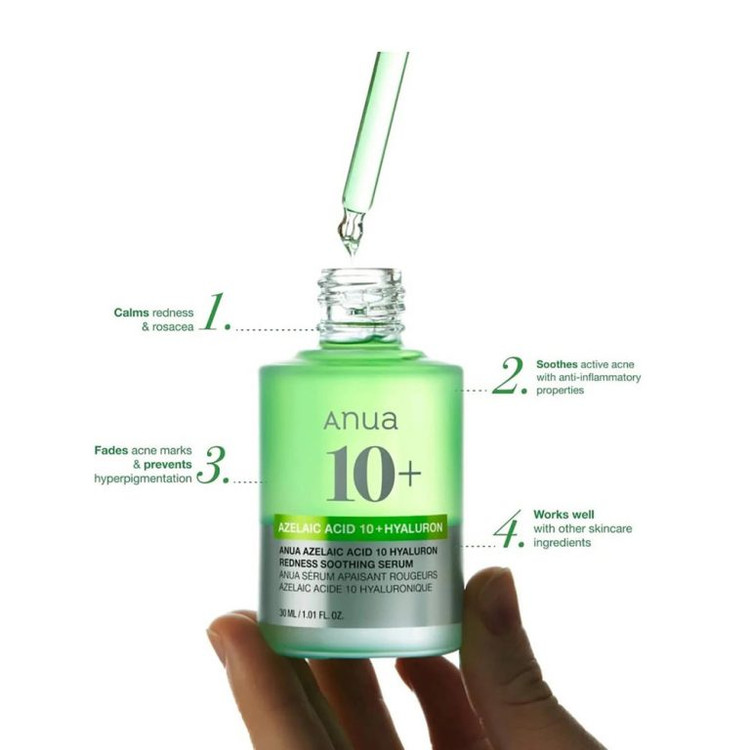 سرم آزلائیک اسید 10% و هیالورون آنوا Anua Azelaic Acid 10+ Hyaluron Soothing Serum 30Ml