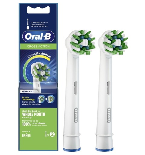 سری یدک مسواک برقی اورال بی 2 عددی سفید مدل Oral-b Cross Action Braun