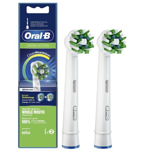 سری یدک مسواک برقی اورال بی 2 عددی سفید مدل Oral-b Cross Action Braun