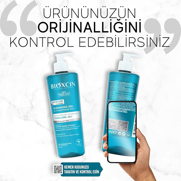 ژل شستشوی صورت بیوکسین Acnium کنترل کننده چربی پوست Bioxcin Acnium Sebum Balancing Facial Cleansing Gel