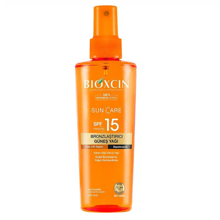 روغن ضد آفتاب و برنزه کننده بیوکسین BIOXCIN SPF15 حجم 200 میل