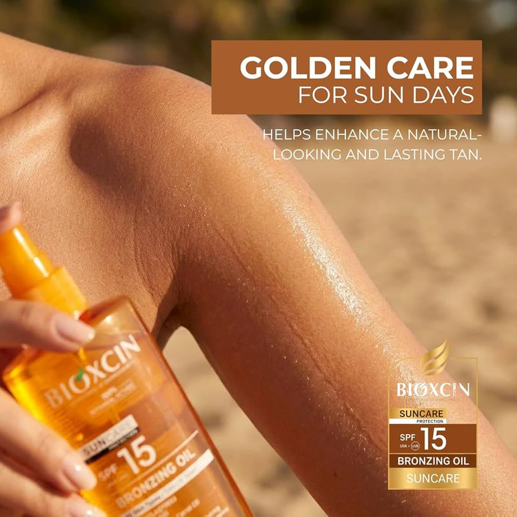 روغن ضد آفتاب و برنزه کننده بیوکسین BIOXCIN SPF15 حجم 200 میل