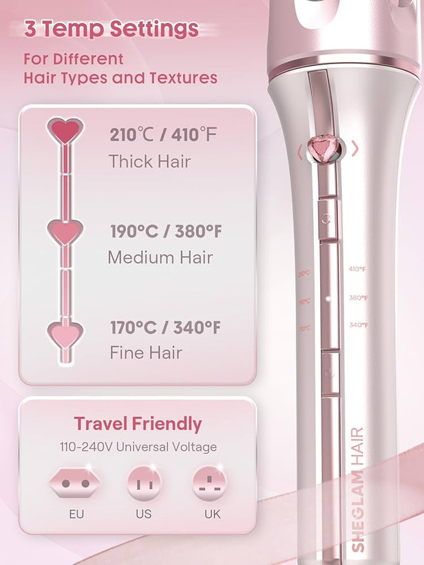 دستگاه فر کننده مو کرلی شیگلم بیبی پینک Cupid’s Charm One-Touch Instant Curler